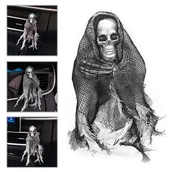 Skull Car légfrissítők szellőzőkapcsai Halloweenhez Autós kiegészítők Gótikus csontváz autó aromaterápiás légelítő klipek férfiaknak W X2Q3