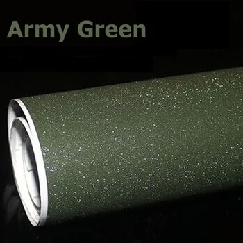 10/20/30/40/50/60X152CM tételenként Hadsereg zöld csillogó autómatrica légmentes buborékokkal matt csillogó csomagoló vinil film