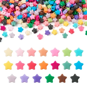 600Pcs Star színes akril gyöngyök vegyes színű laza távtartó gyöngyök barkácsoláshoz Kézzel készített kézműves ékszerkészítés Megállapítások