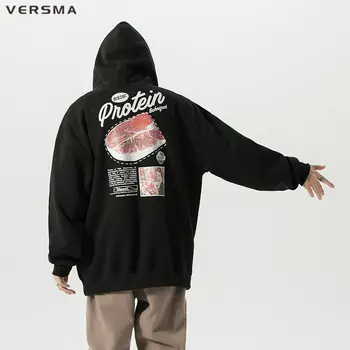 VERSMA Japán Harajuku Rajzfilm Nyomtatás Vintage kapucnis pulóver Férfi Hip Hop Streetwear Túlméretes férfi pulóverek fiúknak Lányoknak