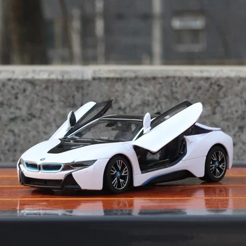 1:24 BMW I8 Sport Alloy autó présöntvény hang és könnyű szuperautó modell játék fém jármű szimulációs gyűjtemény ajándékok