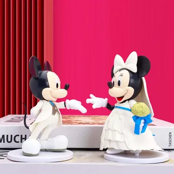 Disney esküvői fehér ruha Mickey egér Minnie pár baba díszgyűjtemény dekorációs ajándékok gyermekszeretőknek