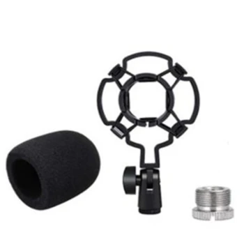  mikrofon lengéscsillapító konzol, mikrofon spray-álló habborítással és 5/8 - 3/8 csavaros adapterrel, különféle mikrofonokhoz