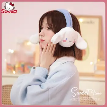 Új anime Sanrios plüss fülvédő Kuromi Cinnamoroll My Melody Pochacco Kawaii Aranyos rajzfilm Meleg fül Gyermek ajándékok