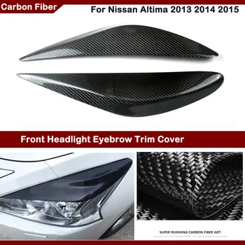 2PCS Első fejlámpa szemöldökfedél fedél Szemöldök matrica Fényszóró szemhéj burkolat szénszálas Nissan Altima 2013 2014 2015
