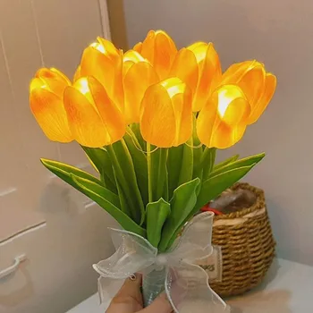 Romantikus tulipán csokor hálószoba dekoráció éjjeli hangulat dekoráció virágcsokor lumineszcens ünnepi ajándék