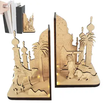 DIY könyv kuckó 3D készlet polc Arab etnikai jelenet miniatűr fa könyvespolc könyvvég játékok Lakberendezés 3D ajándék