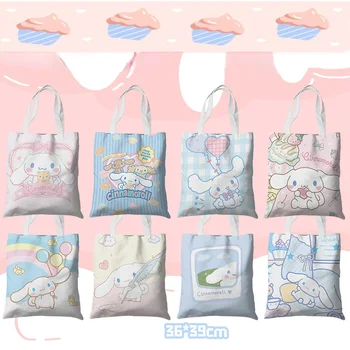 Sanrio rajzfilm vászontáska 36x39cm Cinnamoroll My Melody Anime perifériás diák kézitáska bevásárló fájl táska