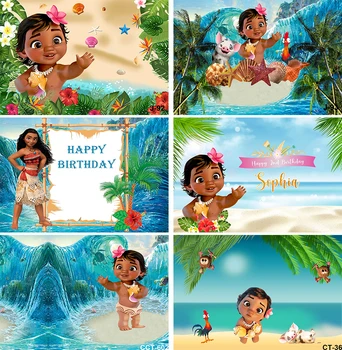 Disney lányok Moana fotó háttér hercegnő újszülött boldog születésnapot party rajzfilm Vaiana dekoráció fotózás hátterek banner