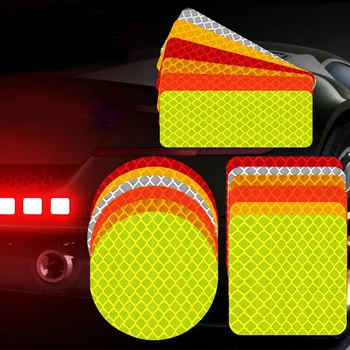 10Pc Autó és motorkerékpár fényvisszaverő matrica Biztonsági szalag ütközésgátló figyelmeztetés Fényvisszaverő matrica az autó csomagtartójának díszítéséhez