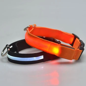 LED nyakörv poliészter hevederrel, 3 üzemmódú LED világítás, állítható izzó éjszakai biztonsági kisállat nyakörv XS, S, M, L, XL kutyákhoz