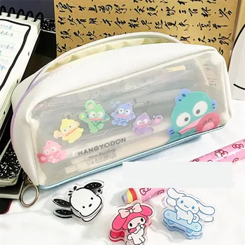 Kawaii Sanrio Hanyodon Ceruzatartó átlátszó varrás Rajzfilm animáció Lány Gyermek Diák írószer tároló táska