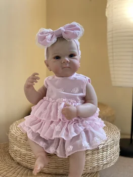 50cm Cuddly Bettie Bebe Reborn Girl Full Body Szilikon vinil újjászületett babák festett hajjal 3D festékbőr Újszülött baba