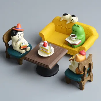 Kreatív macskaszobor Japán táj Modern művészet modell Kézzel készített kézműves ajándék Mini játék gyerekeknek Miniatűr tündérkert kiegészítők