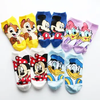 ÚJ Disney Aranyos Mickey Minnie Donald kacsa zokni tavasszal és nyáron tiszta pamut szagtalanító légáteresztő pár zokni Ingyenes szállítás