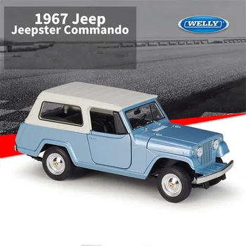 WELLY 1:24 1967 Jeep Jeepster Commando könnyűfém kombi autó modell Diecasts fém utazási járművek autó modell gyermek játék ajándék
