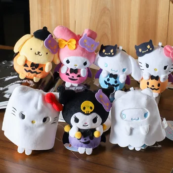 Sanrio Hello Kitty Kuromi Cinnamoroll Aranyos Rajzfilm Halloween Plüss Játék medál Fiú Lány Gyermek Iskolatáska Charm Kulcstartó Ajándékok