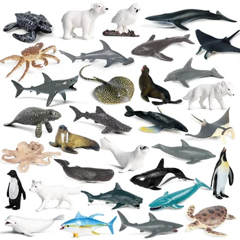 32Pcs Óceán szimuláció Tengeri állat figura Tengeri teknősök Manta Ray Megalodon Stingray Hammerhead cápa Akciófigura Gyerekjátékok