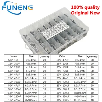 1uF ~ 1000uF 6.3V-50V 400Pcs 24Value SMD alumínium elektrolit kondenzátorok választék készlet + doboz