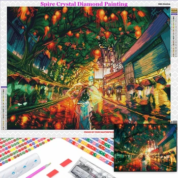 Absztrakt város 5D AB gyémántfestés Hong Kong fények Art Cross Stitch készletek Teljes négyzet fúrók Kép mozaik Lakberendezés Ajándékok