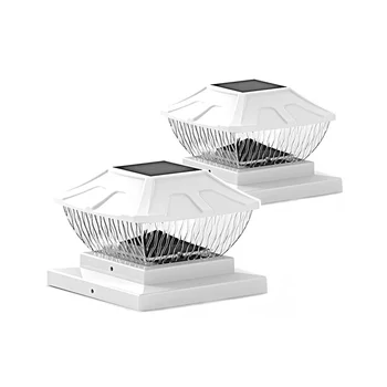  napelemes oszlopsapkás lámpák kültéri - 2 csomag 2 mód napelemes fedélzeti kerítés lámpák, IP65 vízálló napelemes világítóoszlopok fehér