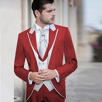 Alkalmi esküvői parti 3 részes dzseki nadrág mellény szett férfi blézer kabát nadrág mellény divat slim fit öltönyök Roupas Masculinos