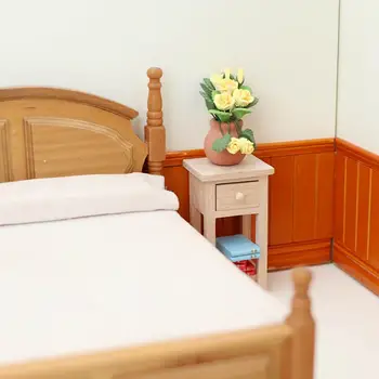 Babaház szekrény DIY miniatűr babaház bútorkészlet Fa szekrény magas szék fiókkal Hálószobadekoráció modell babaházhoz