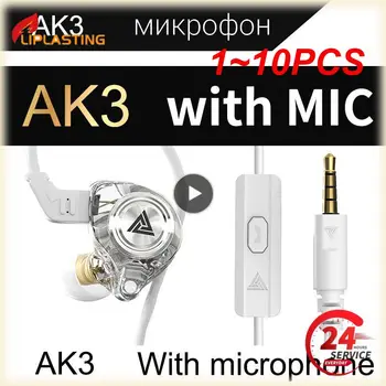 1 ~ 10PCS QKZ AK3 FiLe vezetékes fejhallgató mikrofonnal HIFI mélynyomó Noice Cancelling Earphoones Gaming Sport Music Monitor