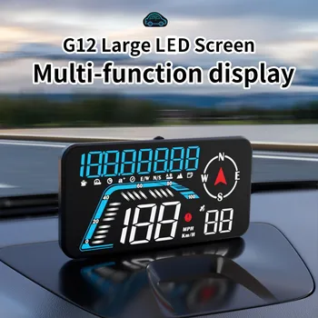 G12 Head Up kijelző GPS HUD minden autóhoz Elektronikus tartozékok Sebességmérő Plug and Play többfunkciós jármű sebesség LED képernyő