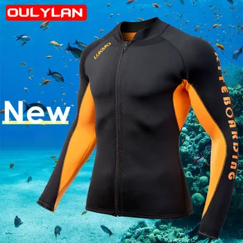 Új 2MM neoprén férfi osztott búvárruha dzseki úszó felső ruha szélálló meleg kabát szörfös motorcsónak búvárkabát