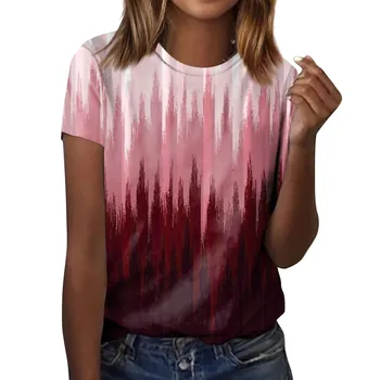 Női divat alkalmi retro texturált nyomtatott kerek nyakú rövid ujjú póló Top női divatblúz 2023 póló