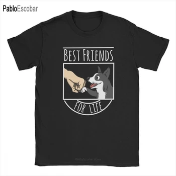Border Collie Legjobb barátok életre Pólók Férfi Pamut pólók Kutyák szerető Kisállat Collies Kutya pólók Ruhák Nagy méret