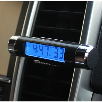 2 az 1-ben autó jármű LCD digitális kijelző autóipari hőmérő óra hordozható autó légtelenítő kimenet csíptetős LED háttérvilágítás