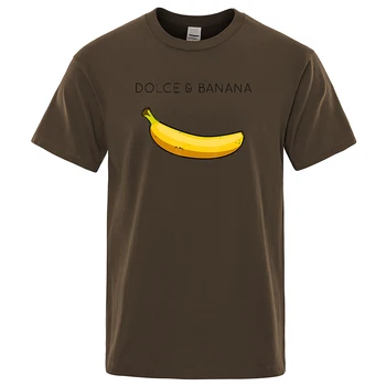 Vicces Dolce&Banana nyomtatású férfi póló Sport túlméretezett pólók Streetwear O-nyakú rövid ujjú lélegző retro póló