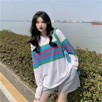 2023 Aranyos Kawaii laza női póló mintás ruházattal csíkos eladó póló Coquett koreai felső nőknek Divattrend xxl póló