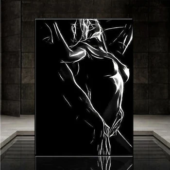 Új 5D kerek gyémánt festmény Absztrakt fekete-fehér művészet Szexi nők Pár gyémánt DIY hímzés Lakberendezés mozaik