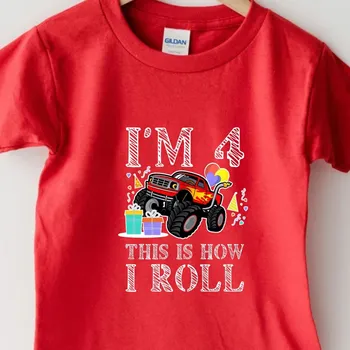 Négy vagyok Így Roll póló éves gyerek születésnapi gyerekek ünneplése 4 éves és mesés