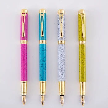 16Pcs Kiváló minőségű üzleti fém töltőtoll Luxus márvány mintás diák írószer Irodai tanszerek Ajándék tinta tollak