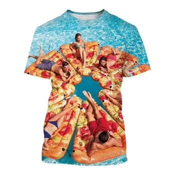Food Delicious Pizza 3D Print póló férfiaknak Személyiség Divat rövid ujjú Cool Summer Street Plus méretű póló Felső ruhák