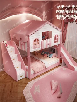 Felső és alsó szélességű ágy emeletes ágy Franciaágy Felső és alsó ágy Lány lombház Hercegnő Gyermek és anya magassága emeletes ágy