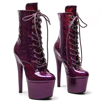 LAIJIANJINXIA New Fashion PU felsőrész 17CM/7inch Pole Dancing Shoes High Heel Platform női modern csizma 199