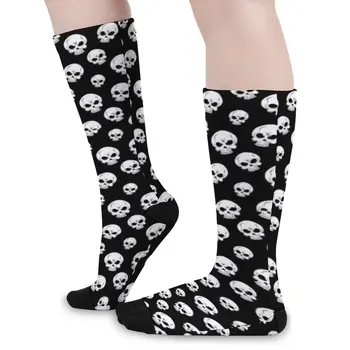Fekete, fehér koponyaharisnyával Holloween mintás design Harajuku zokni Tavaszi csúszásmentes zokni Női szabadtéri sport Puha zokni