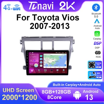 9 hüvelykes 2 Din autórádió Toyota Vios Yaris 2007 2008 - 2012 2013 multimédia videó lejátszó Android Auto Carplay GPS Navi