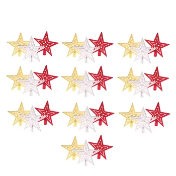 30PCS Csillag függő ünnepi dekoratív kézművesség 5 ágú csillag függő dekorációs medál Pentagram koszorú alkatrészek