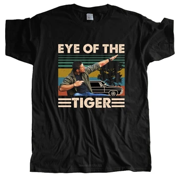 Cotton Tshirt férfi nyári felsők Dean Winchester Supernatural Eye Of The Tiger Vintage Retro Man márkájú póló Nagyobb méret