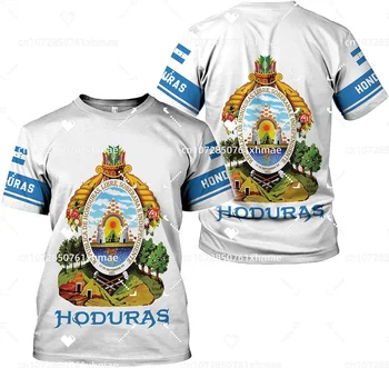 Personalizada Honduras zászlókabát póló férfi női alkalmi kerek nyakú túlméretezett rövid ujjú divat haradzsuku utcai felsők