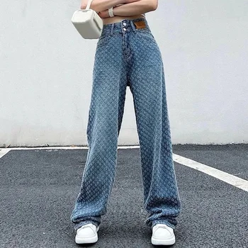 2023 Vintage textúra Y2k Baggy Jeans Women Amerikai stílusú Streetwear Alkalmi Divat Nadrág Magas derék Széles szárú női nadrág
