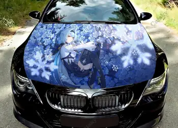 Eula Lawrence Aranyos anime lány nyomtatás Autó motorháztető vinil matricák csomagolása vinil film motorborító matricák matrica az autó automatikus tartozékain