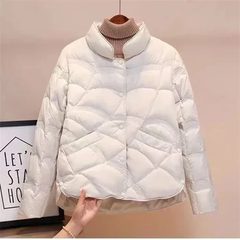 Winter Parka 2023 Új koreai divat női dzseki párnázott pamutkabátok Egymellű puffer Parkas hosszú ujjú meleg kabát
