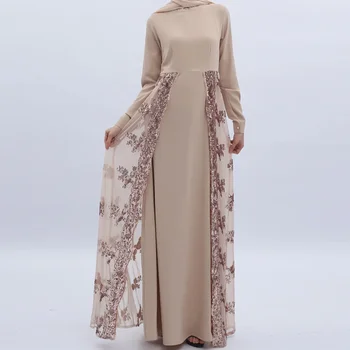 Női ruházat Divat Muszlim Abaya ruhák Tömör flitteres ruha Nemzetiség Vintage magas derekú női ruha Őszi ruházat